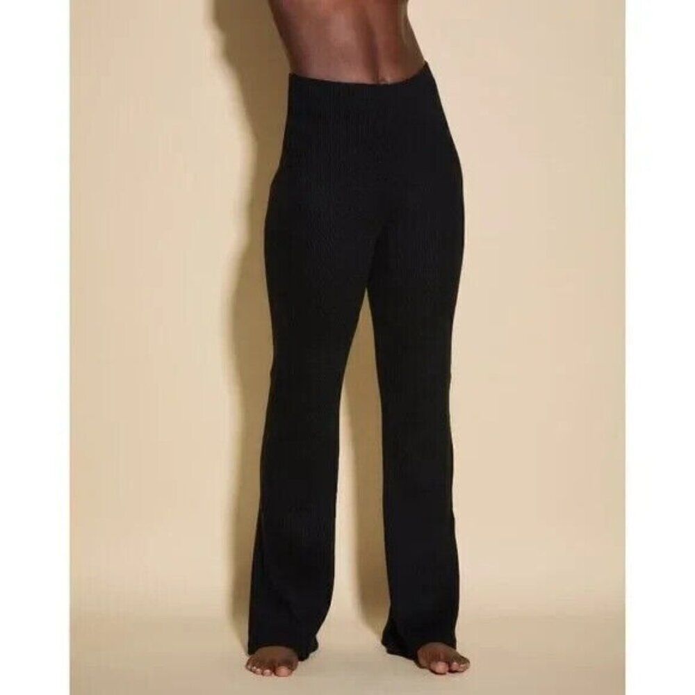 Cosabella Britt High Waist Wide Leg Pant Womens XS Black Ribbed‎ Stretch